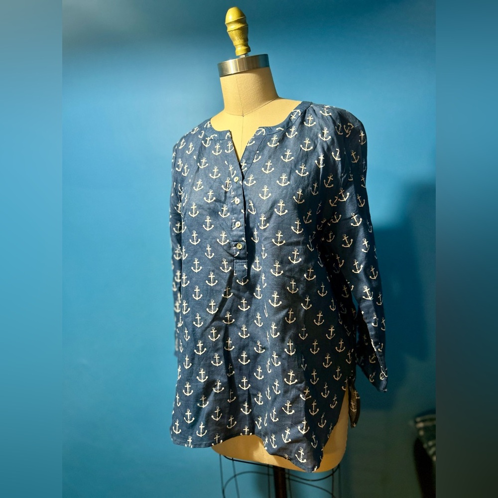 Nautical Anchor Print Blouse